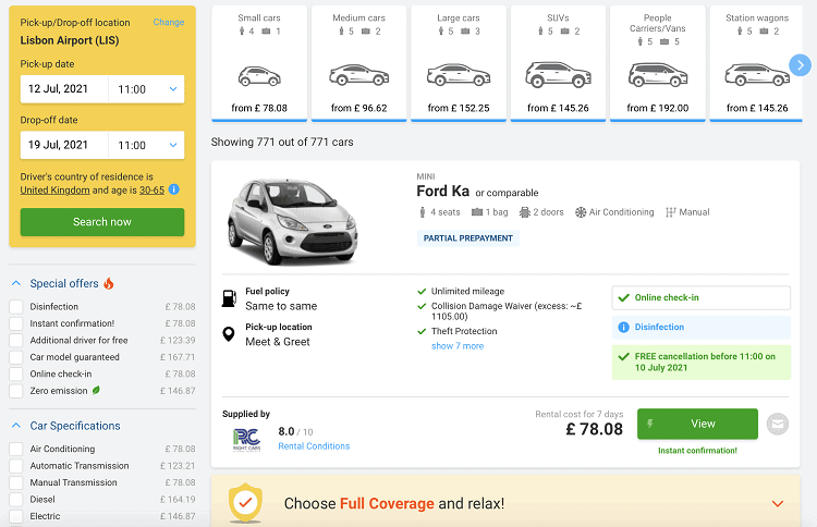 Discover Cars Booking Process